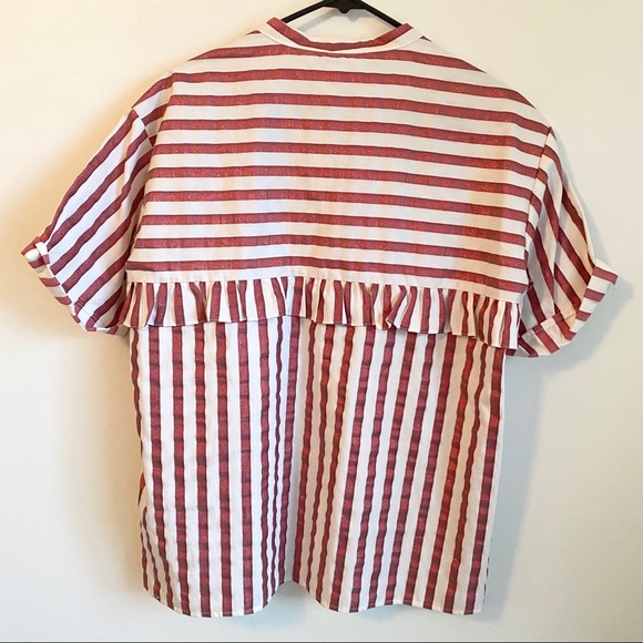 SOLD Red and off white stripped blouse - Picture 1 of 15